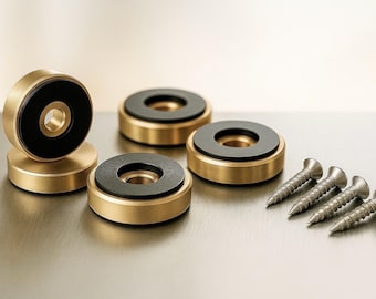 4pcs Brass Cutting Board Feet 1” Diameter | Non-Slip Silicone Base + Stainless Screws