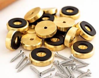 20pcs Brass Cutting Board Feet 1” Diameter | Non-Slip Silicone Base + Stainless Screws | 5 Set Pack