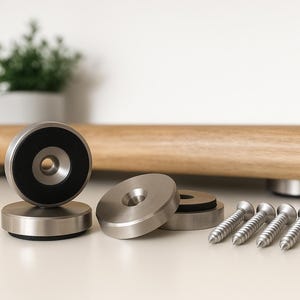 1 SETS (4 pieces) Premium Stainless Steel Cutting Board Feet | 1” Diameter | Non-Slip Base | Stainless Screws | Woodworking Hardware