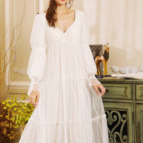 White Vintage Victorian Cotton Nightgown Chemise Edwardian - Etsy
