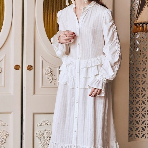 Cotton Victorian nightgown, Chemise Edwardian nightgowns women, Vintage nightwear, Night gown Edwardian, shops Victorian vintage robe Gift for her