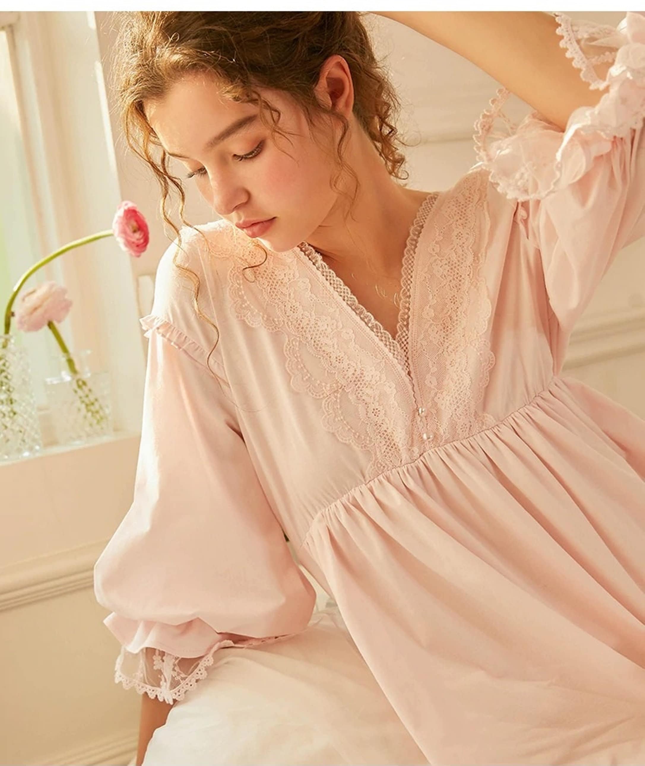 long sleeve cotton nightgown plus size