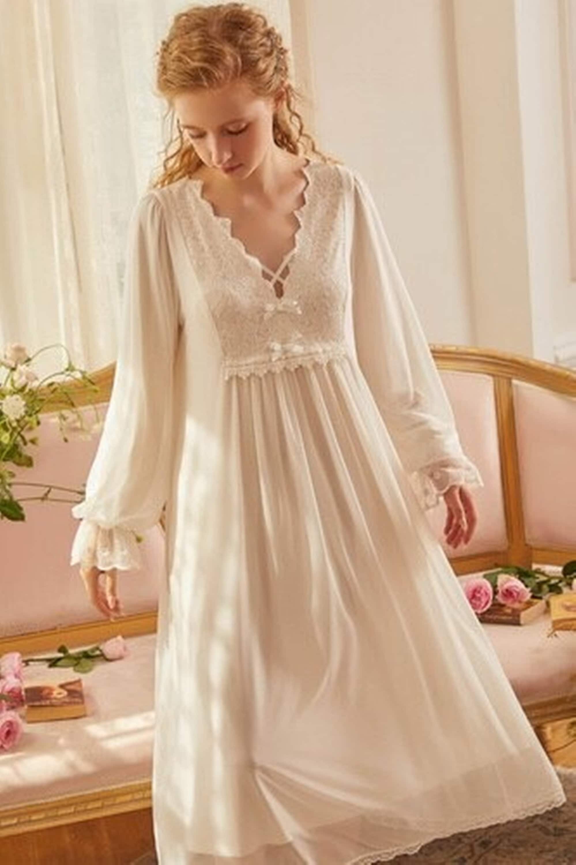 Victorian Edwardian White Cotton Nightgown Renaissance | Etsy