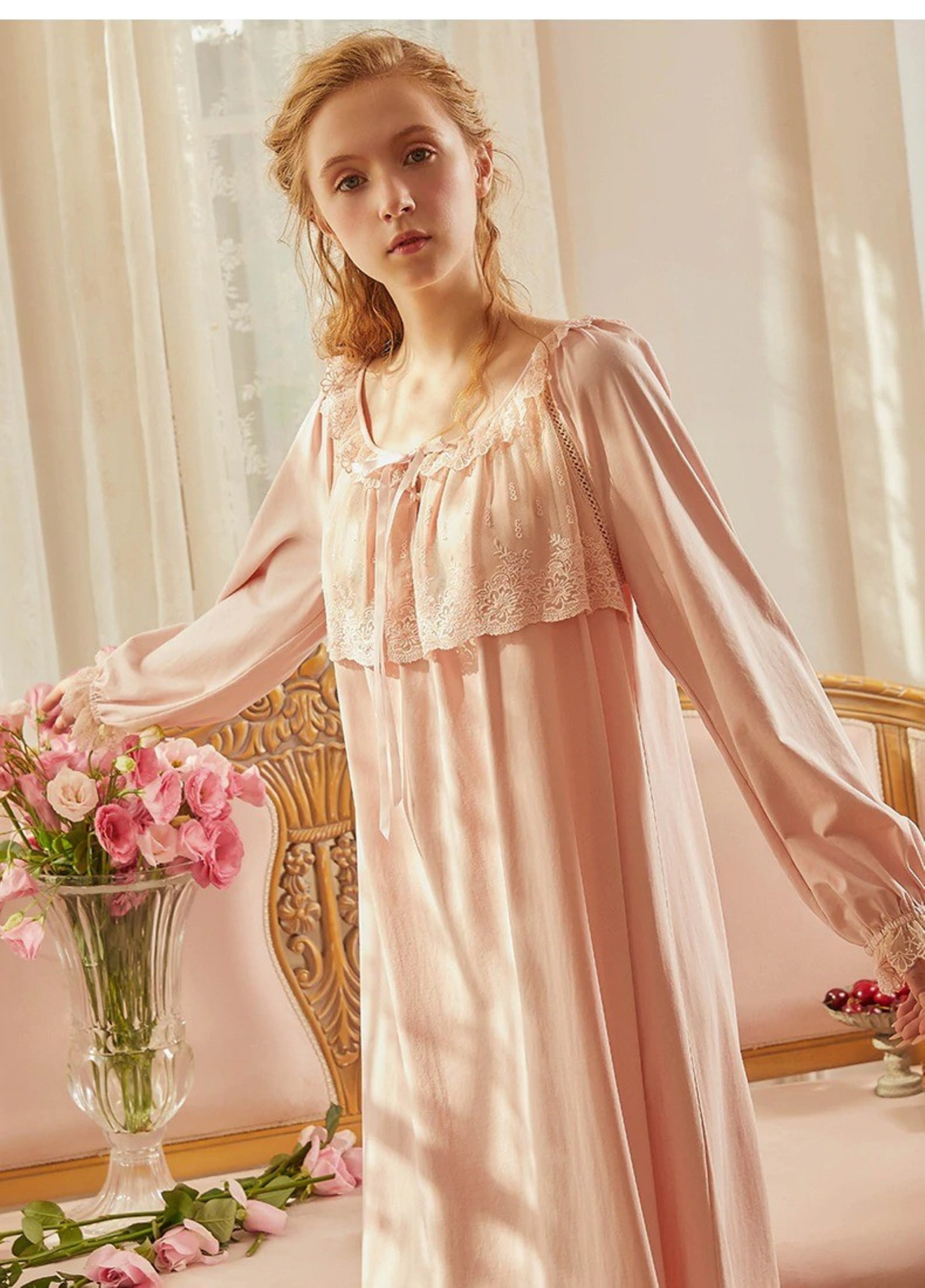 White Vintage Victorian Cotton Nightgown for Women Edwardian Etsy