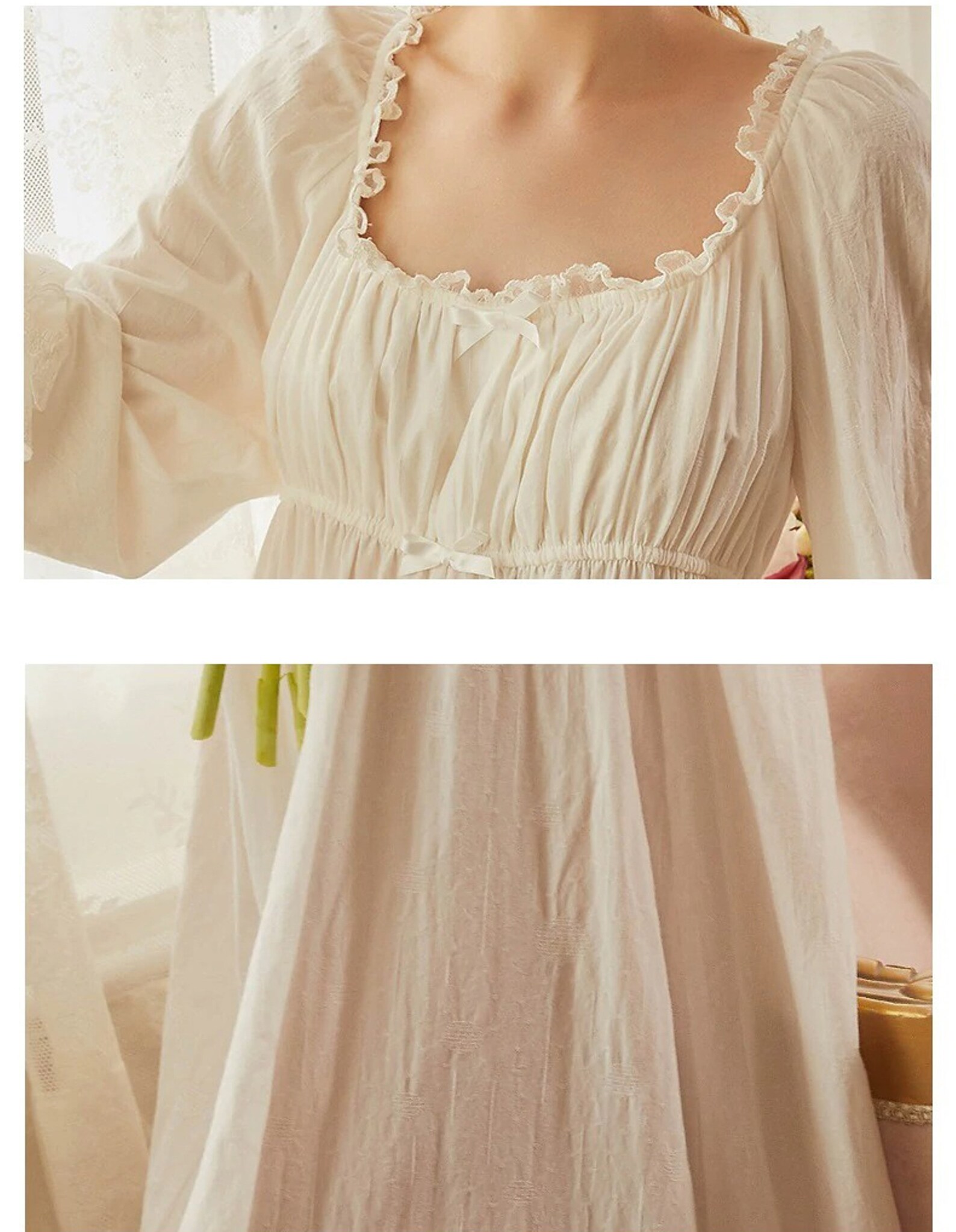 Robe de nuit victorienne vintage chemise de nuit blanche en Etsy France