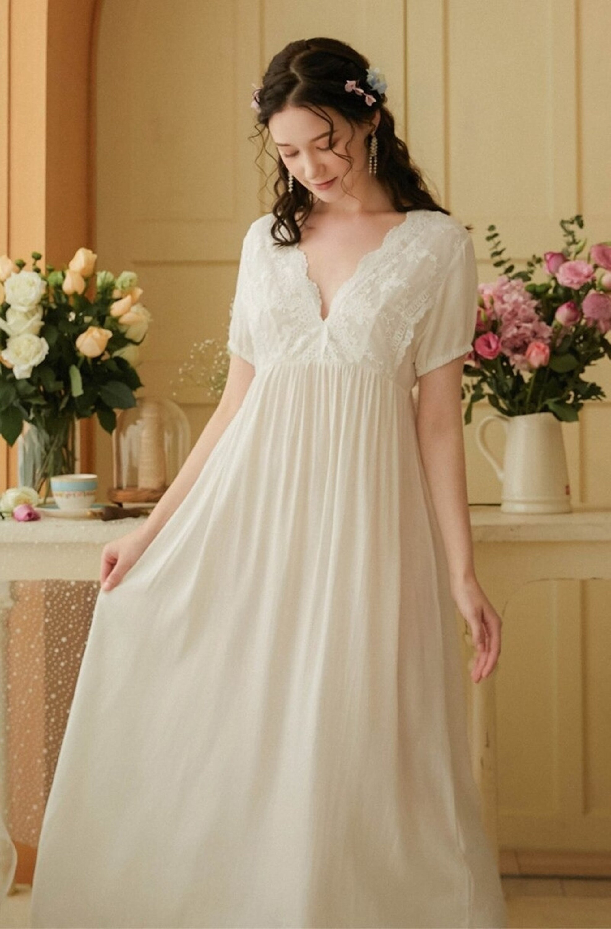 Lace White Vintage Nightgown Vintage Victorian Clothing Etsy