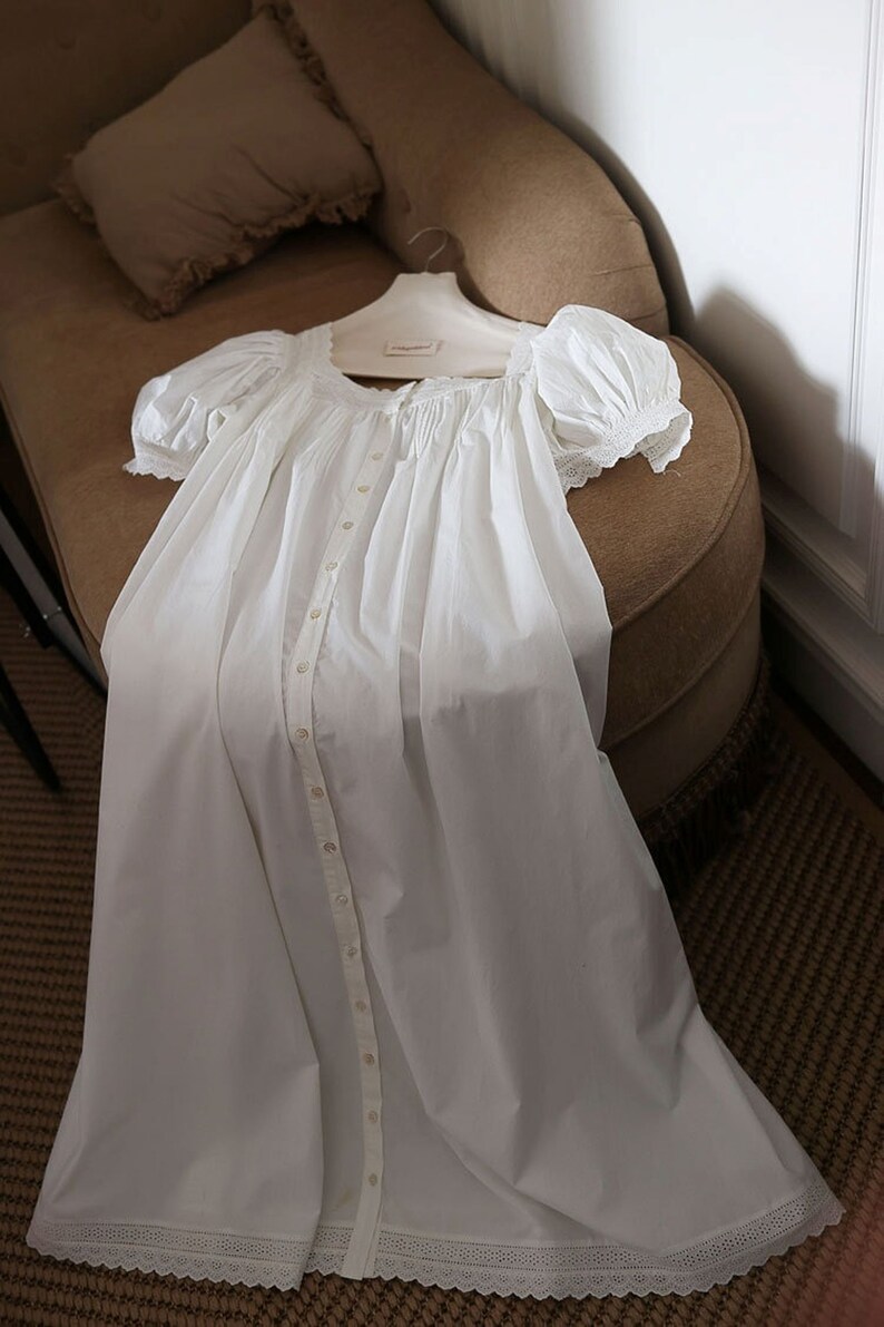 Vintage White Cotton Nightgown Victorian White Cotton Gown Etsy