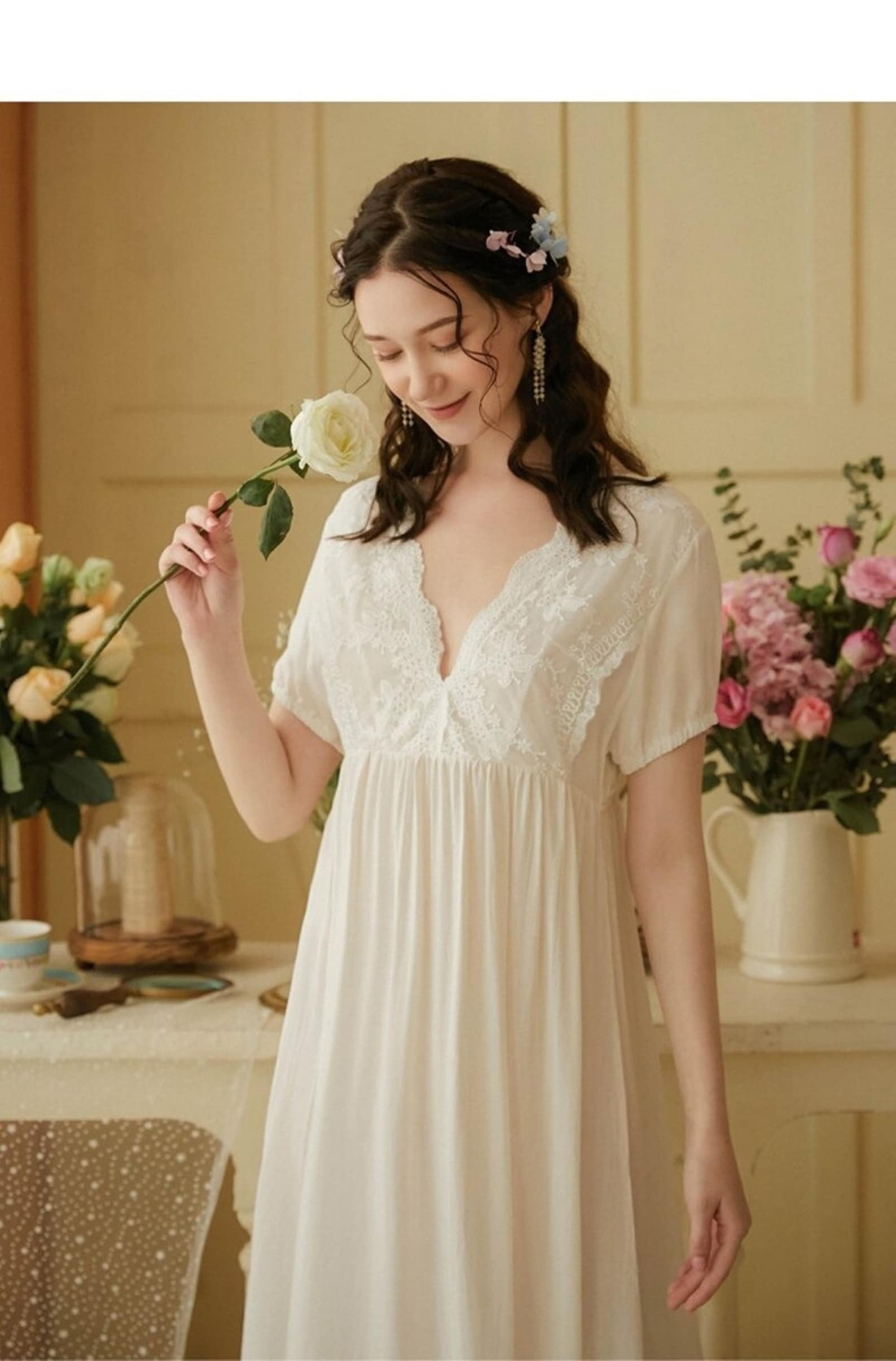 Soft Vintage Victorian Lace Nightgown Edwardian Nightgown Etsy