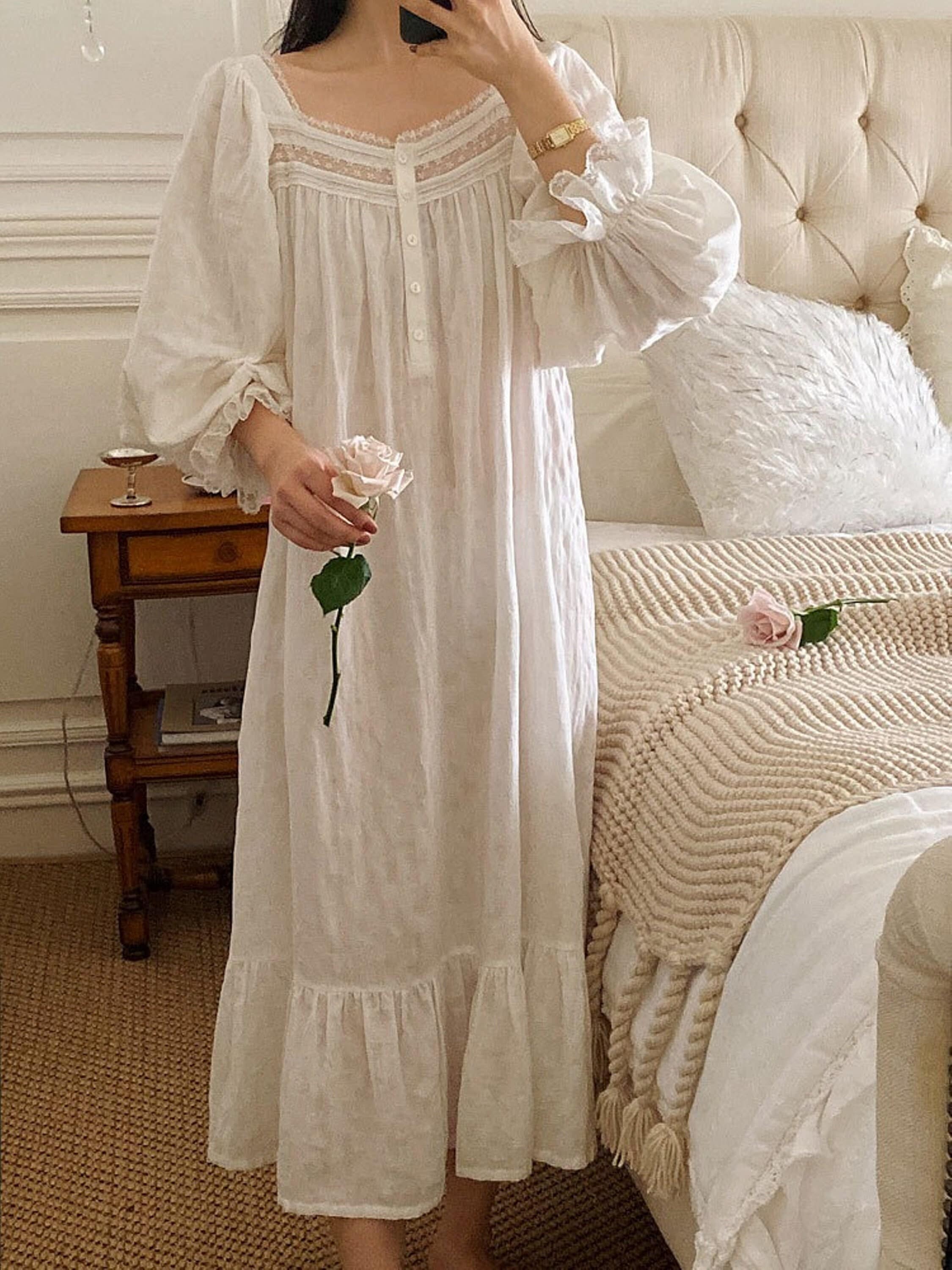 White Vintage Victorian Cotton Nightgown Chemise Edwardian - Etsy
