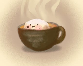 Coffee Cup Critter Art Print