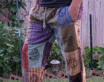 Namaste Fashionable Unisex Multicolor Handmade Hippie Patchwork Colorful Cotton Nepalese Trouser.