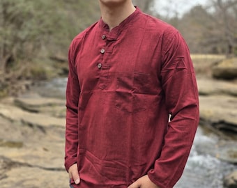 Namaste Holiday Unisex Plain Handmade Nepalese 100% Cotton Organic Top/Kurta RN.