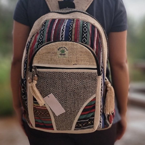 Namaste Natural Hemp Fashionable Nepali Unisex Handmade Organic Vegan Eco-Friendly Backpack.