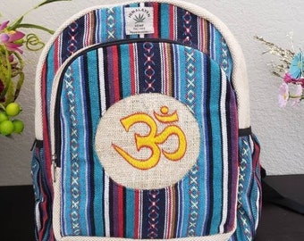 Namaste Colorful OM Mantra Embroidery Natural Unisex Gheri Handmade Organic Eco Friendly Backpack