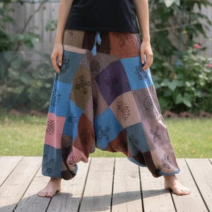 Handmade Patchwork Cotton Harem Pants: Unisex Hippie Trouser