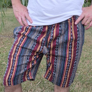 Nepalese unisex handmade colorful Gheri Thick elastic waist cotton shorts