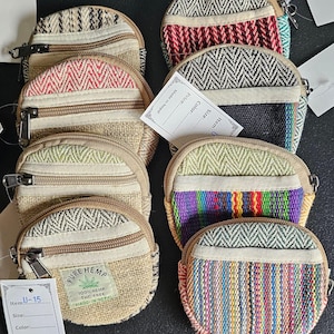 Organic natural hemp eco friendly handmade colorful bohemian wallet coin purse/pouch