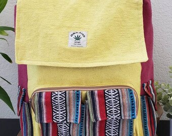 Namaste Hemp Yellow Rectangular Handmade Unisex Organic Backpack