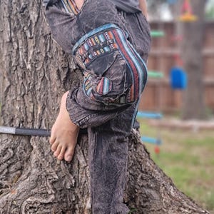 Handmade boho reggae unisex stonewashed trouser cargopant