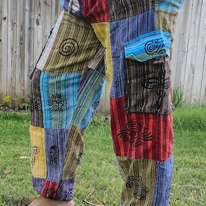 Handmade Patchwork Cotton Hippie Pants: Colorful Boho Festival Trousers