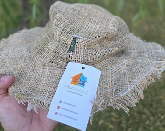 Handmade Hemp Cowboy Hat: Unisex Bohemian Style - Adjustable, Eco-Friendly