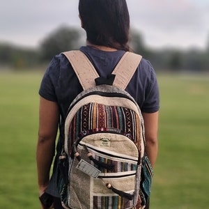 Namaste Natural Hemp Fashionable Nepali Unisex Handmade Organic Vegan Eco-Friendly Backpack. image 2