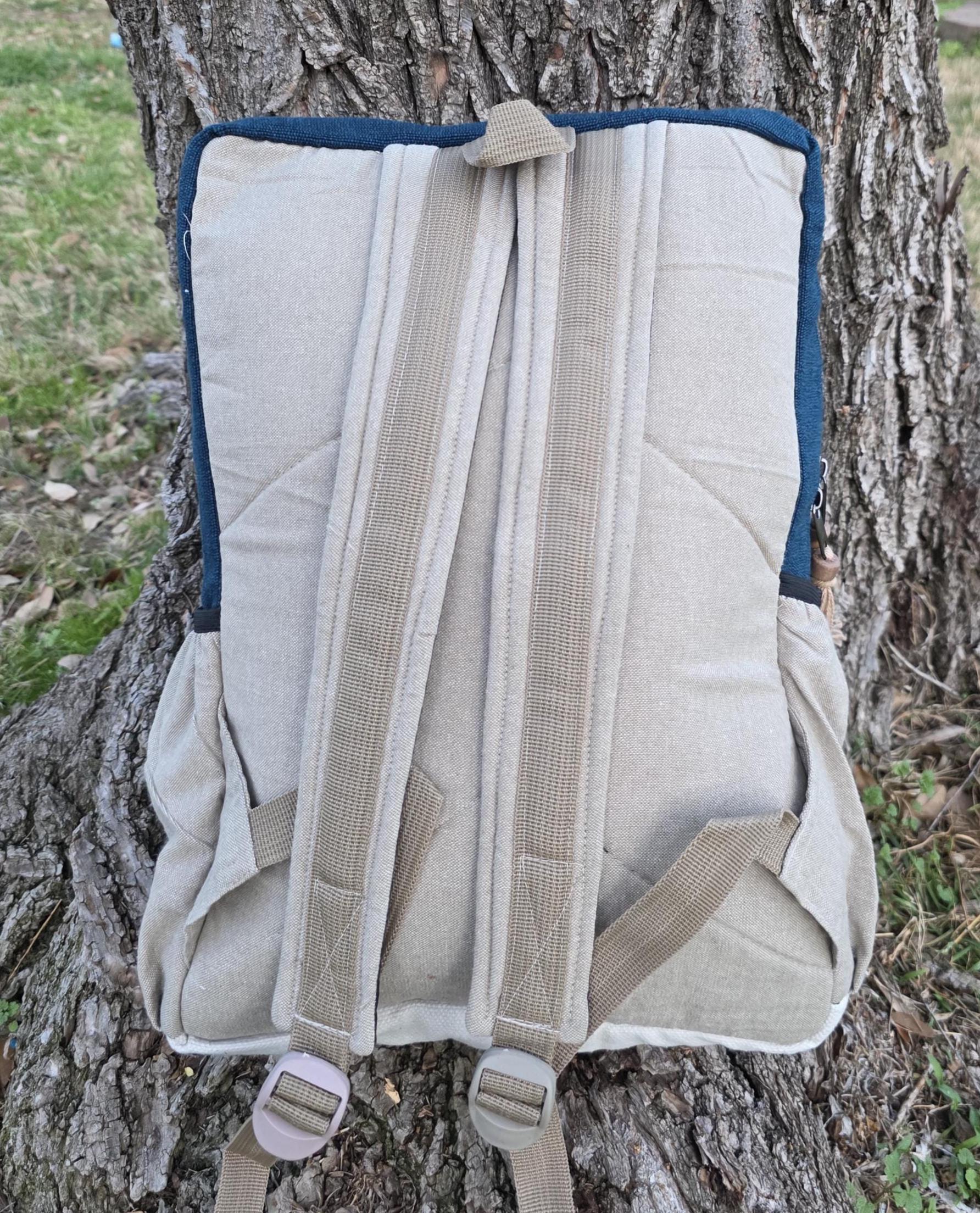 Boho Cotton Full-Sized  Handwoven Cotton Gheri Backpack Natural Bohemian Hippy Organic Natural Cotton Gheri Handmade  main image 4