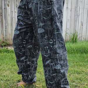 Namaste mushroom print stonewashed fashionable unisex multicolor handmade patchwork colorful cotton nepalese trouser pant