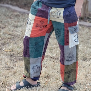 Namaste fashionable unisex multicolor stonewashed handmade hippie patchwork durable non acidic hippie cotton trouser