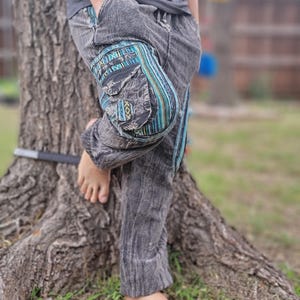 Handgemaakte uniseks stonewashed boho reggaebroek cargobroek