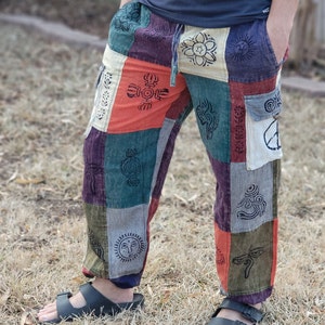 Namaste Fashionable Unisex Multicolor Stonewashed Handmade Hippie Patchwork Durable Non Acidic Hippie Cotton Trouser