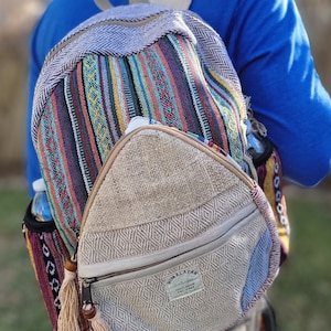 Namaste Natural Hemp Fashionable Nepali Unisex Handmade Organic Vegan Eco-Friendly Backpack. Type 2