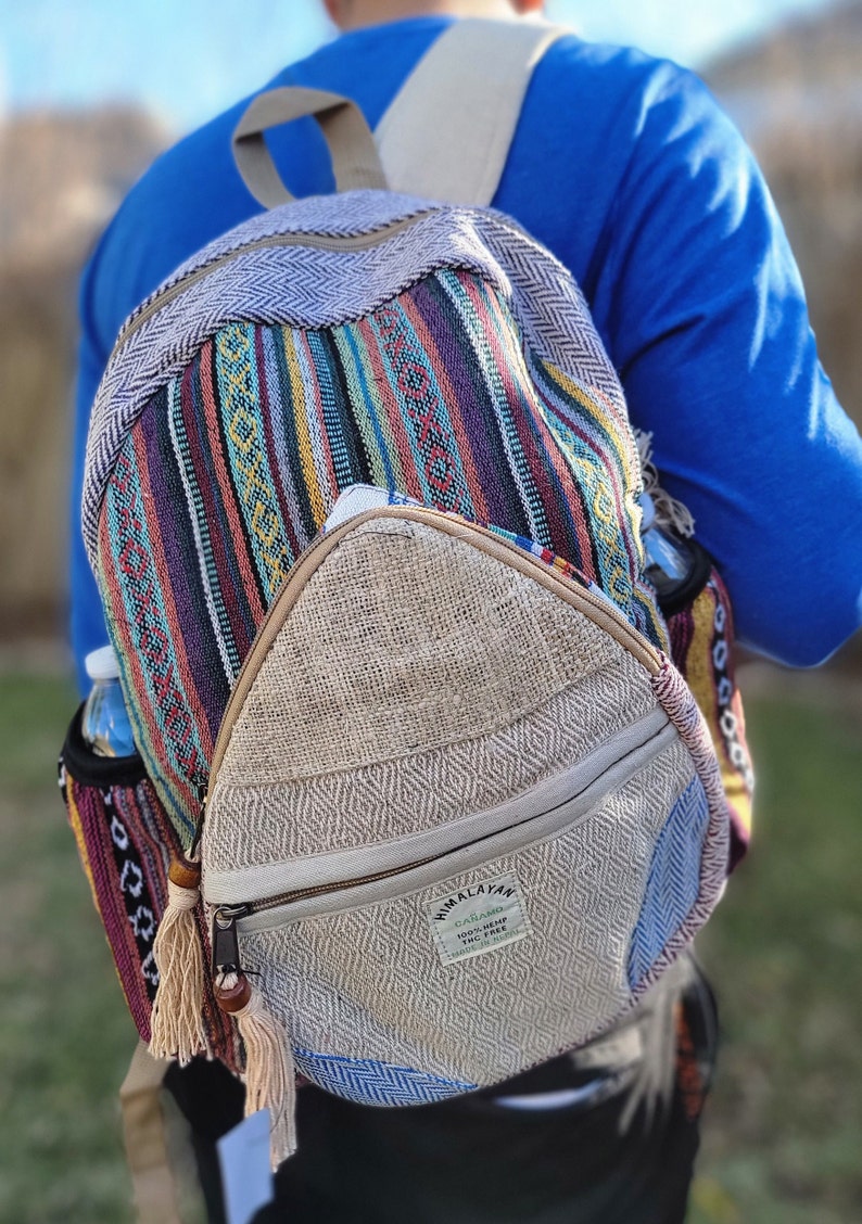 Namaste Natural Hemp Fashionable Nepali Unisex Handmade Organic Vegan Eco-Friendly Backpack. Type 2