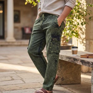 Namaste Stonewashed Fashionable Unisex Multicolor Handmade Cargo Pocket Organic Cotton Nepalese Trouser Pant