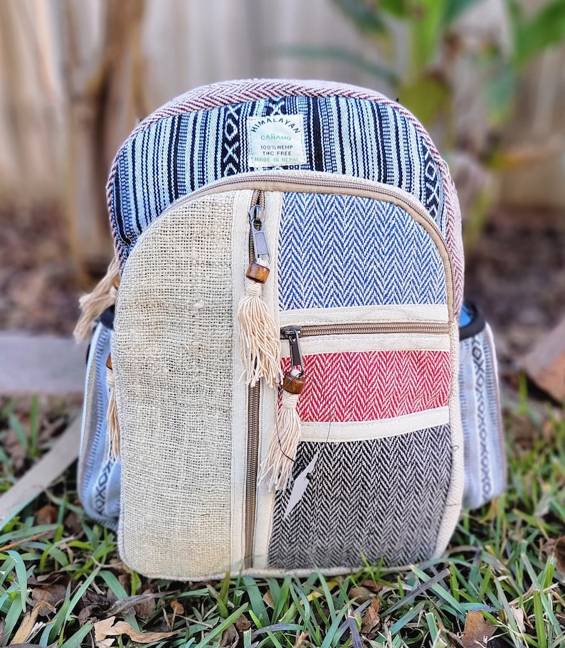 Namaste Natural Hemp Fashionable Nepali Unisex Handmade Organic Vegan Eco-Friendly Backpack. image 6