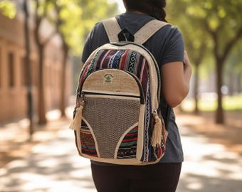 Namaste Natural Hemp Fashionable Nepali Unisex Handmade Organic Vegan Eco-Friendly Backpack.