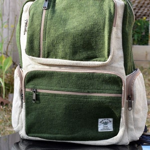 Namaste Fashionable Unisex Multicolor Natural Gheri Handmade Organic Vegan Eco-Friendly Backpack. Green