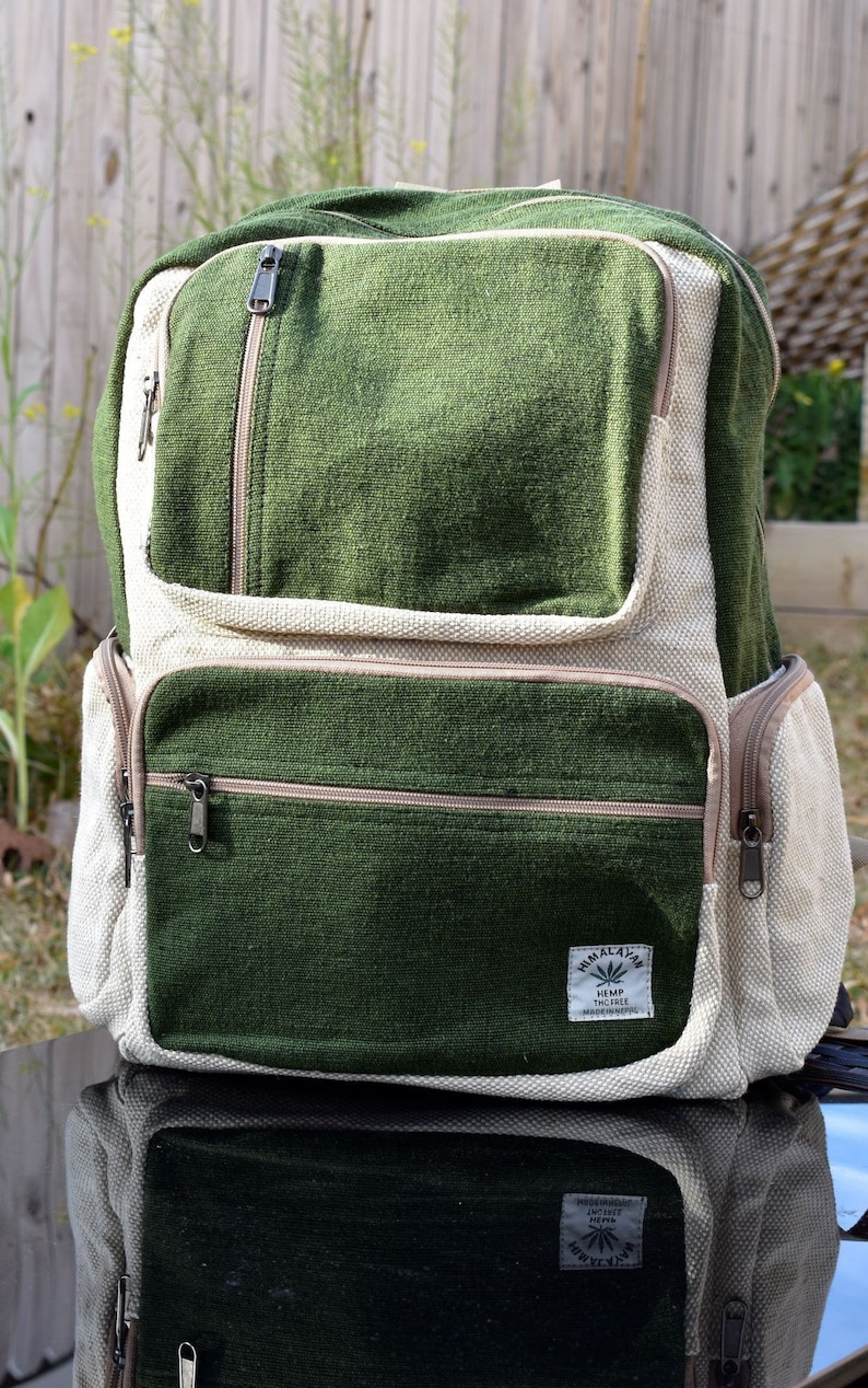 Namaste Fashionable Unisex Multicolor Natural Gheri Handmade Organic Vegan Eco-Friendly Backpack. Green