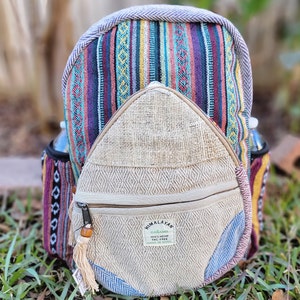 Namaste Natural Hemp Fashionable Nepali Unisex Handmade Organic Vegan Eco-Friendly Backpack. image 9