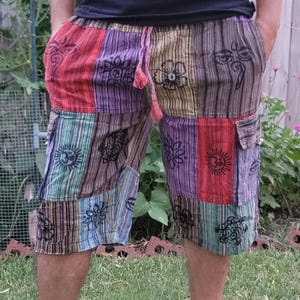 Namaste patchwork cotton unisex elastic quarterpants