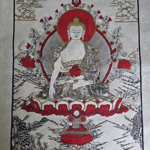 Lokta Prints of Sakyamuni Buddha, Wheels of Life, Kala Chakra, Mandala Art work Wall Hanging Crafts