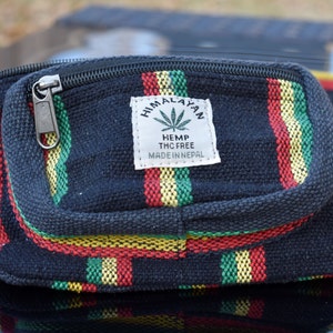 Borsa/marsupio/borsa porta soldi/borsa porta passaporto Namaste, unisex, colorata, alla moda, unica, fatta a mano in canapa biologica