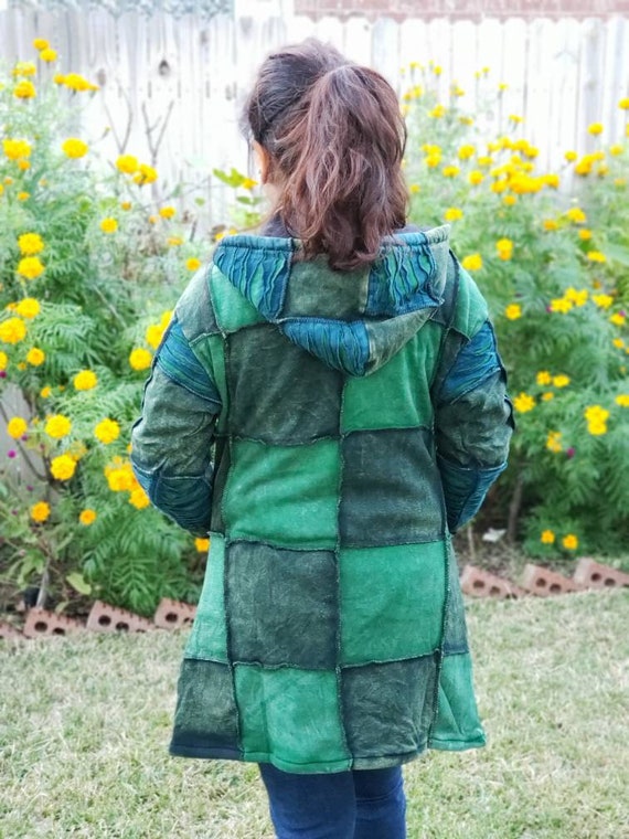 Haut à Capuche Homme Hippie Patchwork Coton Commerce Équitable Népal - Tailles S à XL
