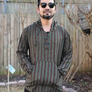 Namaste Holiday Unisex Striped Handmade Nepalese Hoodie.