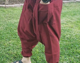 Handmade Cotton Harem Pants: Unisex Hippie Boho Yoga Trousers
