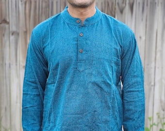 Namaste holiday unisex plain handmade nepalese 100% cotton organic top/kurta rn.