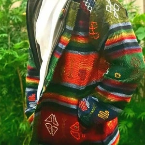 Aztec Styled Handmade Fleece Lined Winter/ Autumn/spring Unisex Colorful Vibrant Organic Woolen Double Layered Jacket. image 4