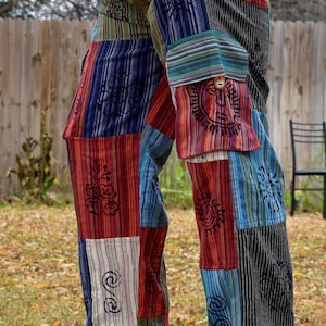 Namaste fashionable unisex multicolor handmade hippie patchwork non acidic dyed cotton hippyboho comfy festival nepalese yoga pants trouser
