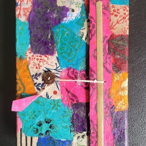 Namaste eco-friendly colorful flowers printed cover unlined natural organic handmade in nepal lokta paper journal notebook