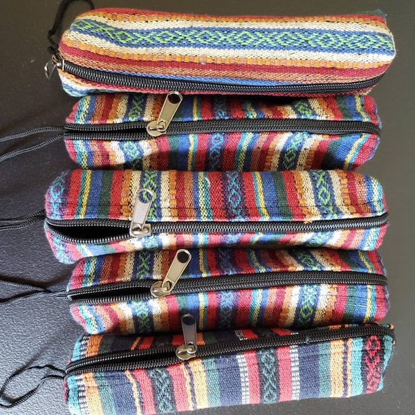 Namaste Hemp Organic Eco Friendly Handmade Colorful Hippy Strong Pencil Case/Makeup Pouch